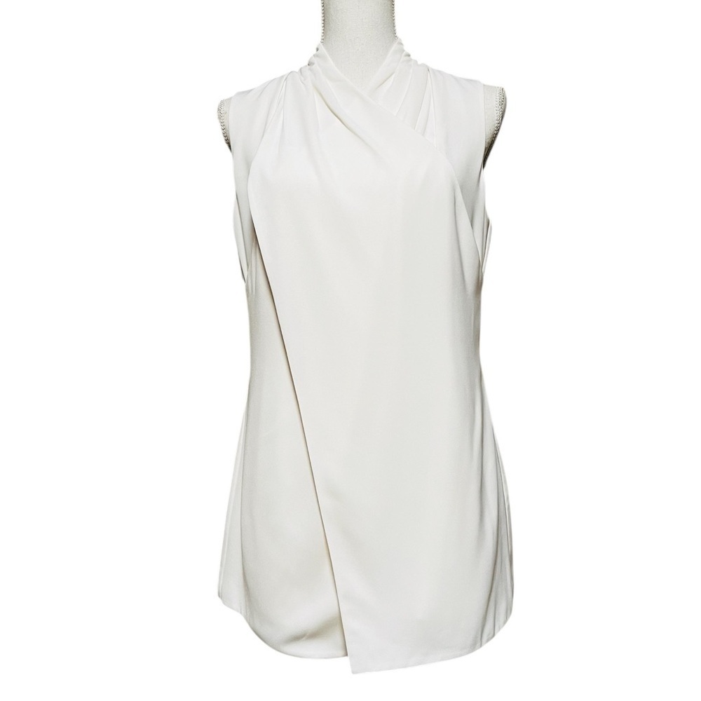 CABI WOMEN’S SLEEVELESSS VNECK LINED OFF WHITE BLOUSE SIZE 8